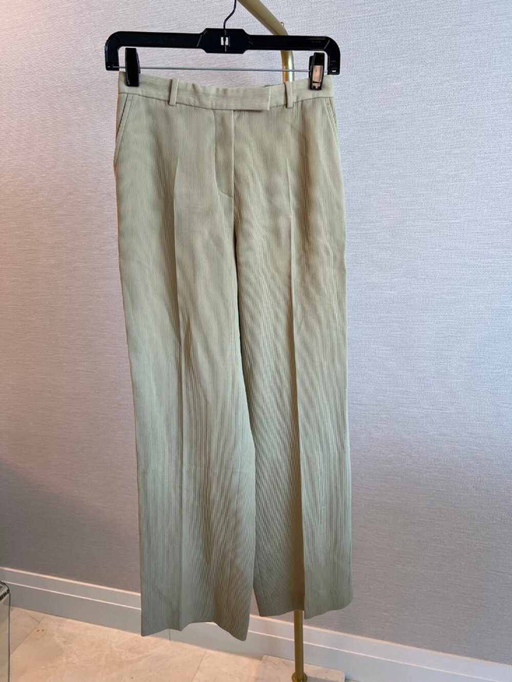 Armani Collezioni Tan Corduroy Trousers Wide Leg Flat Front Wool Blend Italy 2